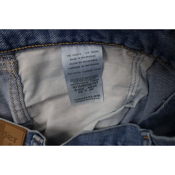 Deadstock Y2K Wrangler Mens 36x36 Relaxed Fit Western Bootcut Denim Jeans Blue - Picture 6 of 13